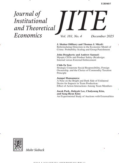 Titelbild der Ausgabe 4/2025 von Journal of Institutional and Theoretical Economics (JITE). Diese Zeitschrift und viele weitere Businessmagazine als Abo oder epaper bei United Kiosk online kaufen.