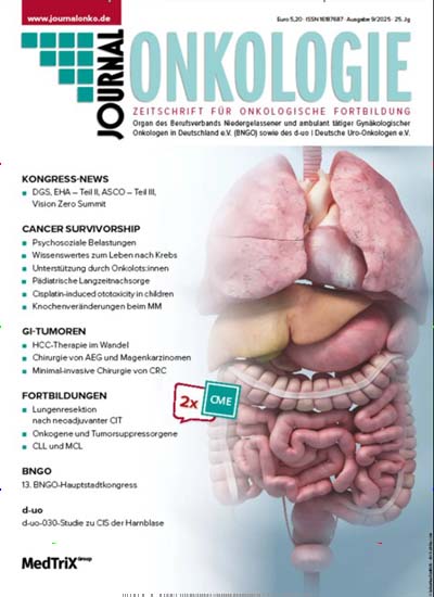 Titelbild der Ausgabe 9/2025 von Journal Onkologie. Diese Zeitschrift und viele weitere Pflegezeitschriften und medizinische Fachzeitschriften als Abo oder epaper bei United Kiosk online kaufen.