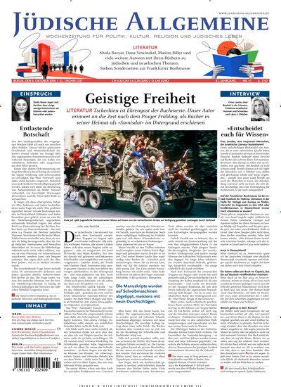 Titelbild der Ausgabe 41/2026 von Jüdische Allgemeine. Diese Zeitschrift und viele weitere Wirtschaftsmagazine und Politikmagazine als Abo oder epaper bei United Kiosk online kaufen.