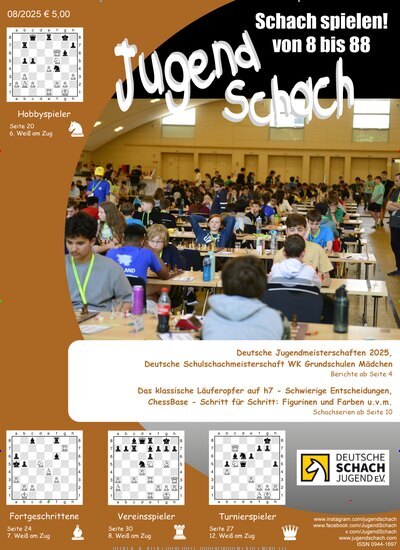 Titelbild der Ausgabe 8/2025 von JugendSchach. Diese Zeitschrift und viele weitere Reisemagazine, Freizeitmagazine und Wissensmagazine als Abo oder epaper bei United Kiosk online kaufen.