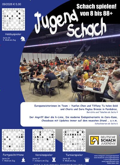 Titelbild der Ausgabe 9/2026 von JugendSchach. Diese Zeitschrift und viele weitere Reisemagazine, Freizeitmagazine und Wissensmagazine als Abo oder epaper bei United Kiosk online kaufen.