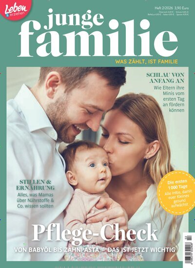 Titelbild der Ausgabe 2/2026 von junge familie. Diese Zeitschrift und viele weitere Elternzeitschriften und Tierzeitschriften als Abo oder epaper bei United Kiosk online kaufen.