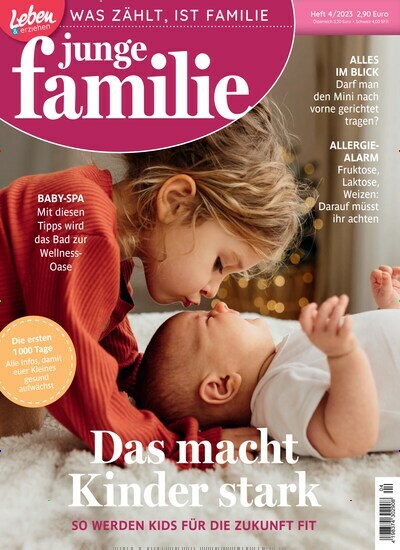 Titelbild der Ausgabe 4/2023 von junge familie. Diese Zeitschrift und viele weitere Elternzeitschriften und Tierzeitschriften als Abo oder epaper bei United Kiosk online kaufen.