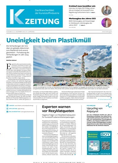 Titelbild der Ausgabe 23/2023 von K-Zeitung. Diese Zeitschrift und viele weitere Industriemagazine und Handwerkmagazine als Abo oder epaper bei United Kiosk online kaufen.