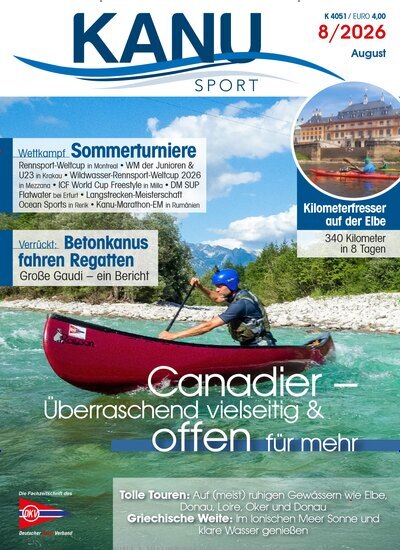 Titelbild der Ausgabe 8/2026 von Kanu Sport. Diese Zeitschrift und viele weitere Sportmagazine als Abo oder epaper bei United Kiosk online kaufen.