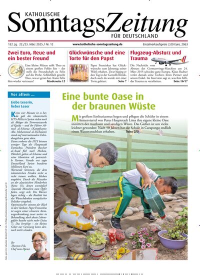 Titelbild der Ausgabe 12/2025 von Katholische Sonntagszeitung für Deutschland. Diese Zeitschrift und viele weitere Kunstmagazine und Kulturmagazine als Abo oder epaper bei United Kiosk online kaufen.