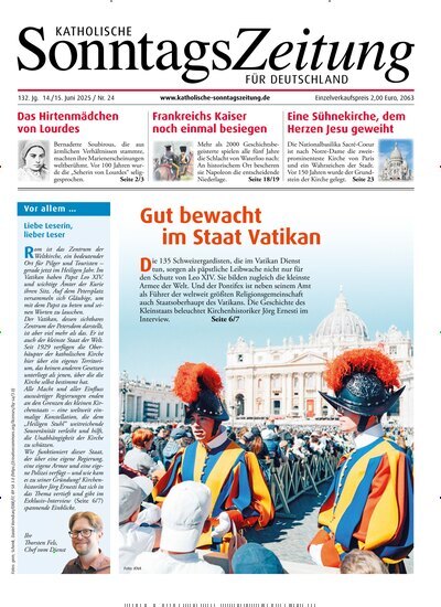 Titelbild der Ausgabe 24/2025 von Katholische Sonntagszeitung für Deutschland. Diese Zeitschrift und viele weitere Kunstmagazine und Kulturmagazine als Abo oder epaper bei United Kiosk online kaufen.