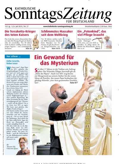 Titelbild der Ausgabe 27/2025 von Katholische Sonntagszeitung für Deutschland. Diese Zeitschrift und viele weitere Kunstmagazine und Kulturmagazine als Abo oder epaper bei United Kiosk online kaufen.