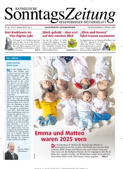Titelbild der Ausgabe 2/2026 von Katholische SonntagsZeitung - Regensburger Bistumsblatt. Diese Zeitschrift und viele weitere Kunstmagazine und Kulturmagazine als Abo oder epaper bei United Kiosk online kaufen.