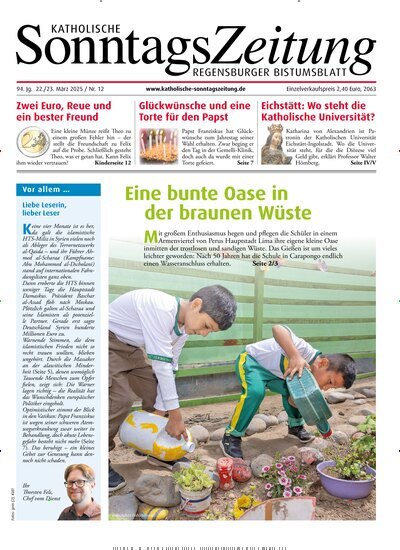 Titelbild der Ausgabe 12/2025 von Katholische SonntagsZeitung - Regensburger Bistumsblatt. Diese Zeitschrift und viele weitere Kunstmagazine und Kulturmagazine als Abo oder epaper bei United Kiosk online kaufen.