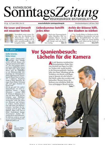 Titelbild der Ausgabe 23/2026 von Katholische SonntagsZeitung - Regensburger Bistumsblatt. Diese Zeitschrift und viele weitere Kunstmagazine und Kulturmagazine als Abo oder epaper bei United Kiosk online kaufen.
