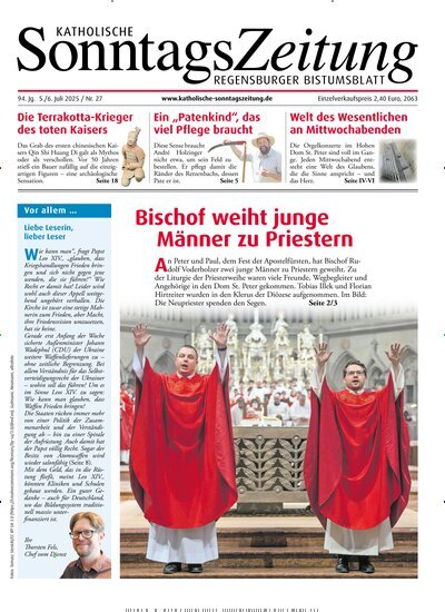 Titelbild der Ausgabe 27/2025 von Katholische SonntagsZeitung - Regensburger Bistumsblatt. Diese Zeitschrift und viele weitere Kunstmagazine und Kulturmagazine als Abo oder epaper bei United Kiosk online kaufen.