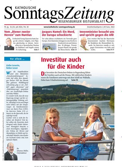 Titelbild der Ausgabe 30/2026 von Katholische SonntagsZeitung - Regensburger Bistumsblatt. Diese Zeitschrift und viele weitere Kunstmagazine und Kulturmagazine als Abo oder epaper bei United Kiosk online kaufen.