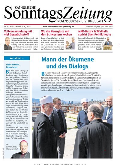 Titelbild der Ausgabe 41/2026 von Katholische SonntagsZeitung - Regensburger Bistumsblatt. Diese Zeitschrift und viele weitere Kunstmagazine und Kulturmagazine als Abo oder epaper bei United Kiosk online kaufen.