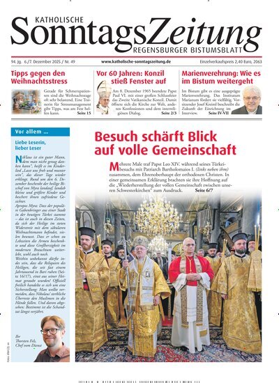 Titelbild der Ausgabe 49/2025 von Katholische SonntagsZeitung - Regensburger Bistumsblatt. Diese Zeitschrift und viele weitere Kunstmagazine und Kulturmagazine als Abo oder epaper bei United Kiosk online kaufen.