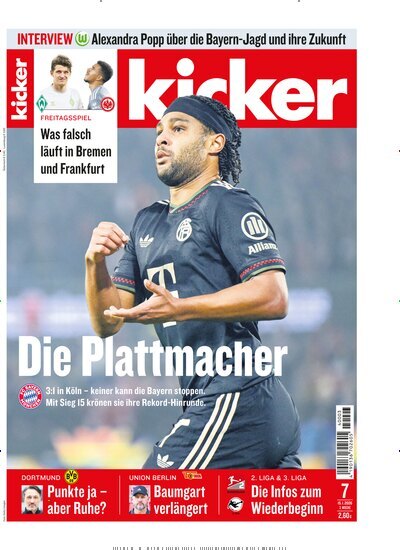 Titelbild der Ausgabe 7/2026 von kicker. Diese Zeitschrift und viele weitere Sportmagazine als Abo oder epaper bei United Kiosk online kaufen.