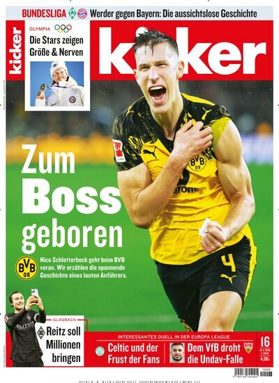 Titelbild der Ausgabe 16/2026 von kicker. Diese Zeitschrift und viele weitere Sportmagazine als Abo oder epaper bei United Kiosk online kaufen.