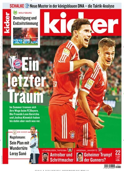 Titelbild der Ausgabe 22/2026 von kicker. Diese Zeitschrift und viele weitere Sportmagazine als Abo oder epaper bei United Kiosk online kaufen.