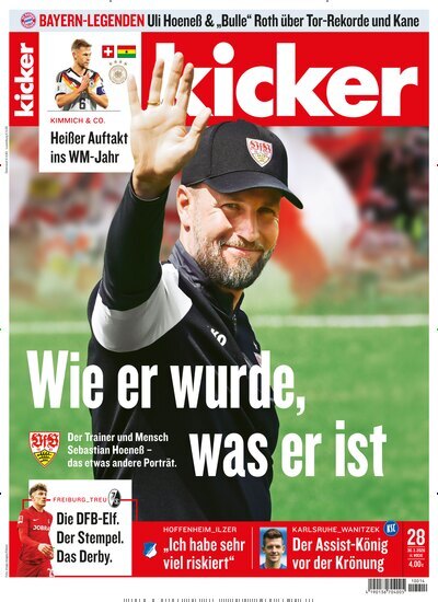 Titelbild der Ausgabe 28/2026 von kicker. Diese Zeitschrift und viele weitere Sportmagazine als Abo oder epaper bei United Kiosk online kaufen.