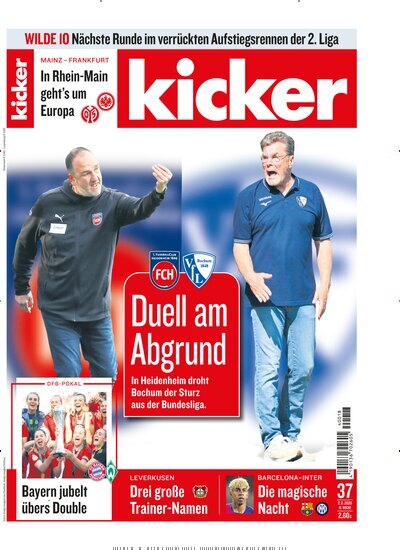 Titelbild der Ausgabe 37/2025 von kicker. Diese Zeitschrift und viele weitere Sportmagazine als Abo oder epaper bei United Kiosk online kaufen.