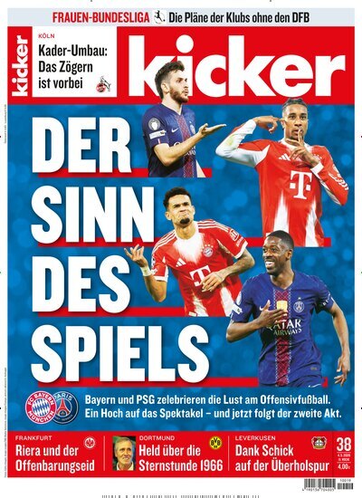 Titelbild der Ausgabe 38/2026 von kicker. Diese Zeitschrift und viele weitere Sportmagazine als Abo oder epaper bei United Kiosk online kaufen.