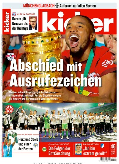 Titelbild der Ausgabe 46/2023 von kicker. Diese Zeitschrift und viele weitere Sportmagazine als Abo oder epaper bei United Kiosk online kaufen.