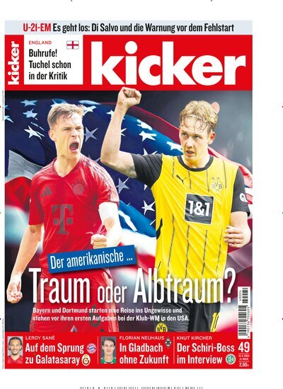 Titelbild der Ausgabe 49/2025 von kicker. Diese Zeitschrift und viele weitere Sportmagazine als Abo oder epaper bei United Kiosk online kaufen.