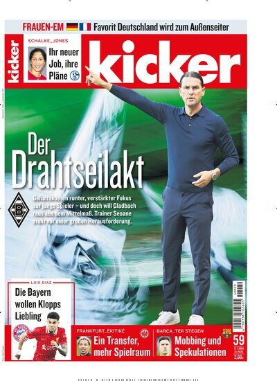 Titelbild der Ausgabe 59/2025 von kicker. Diese Zeitschrift und viele weitere Sportmagazine als Abo oder epaper bei United Kiosk online kaufen.
