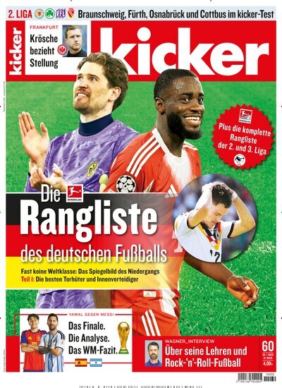 Titelbild der Ausgabe 60/2026 von kicker. Diese Zeitschrift und viele weitere Sportmagazine als Abo oder epaper bei United Kiosk online kaufen.
