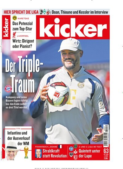 Titelbild der Ausgabe 63/2026 von kicker. Diese Zeitschrift und viele weitere Sportmagazine als Abo oder epaper bei United Kiosk online kaufen.
