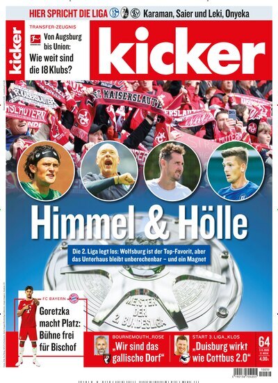 Titelbild der Ausgabe 64/2026 von kicker. Diese Zeitschrift und viele weitere Sportmagazine als Abo oder epaper bei United Kiosk online kaufen.