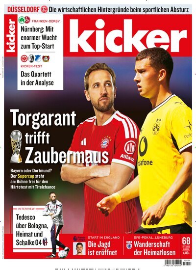 Titelbild der Ausgabe 68/2026 von kicker. Diese Zeitschrift und viele weitere Sportmagazine als Abo oder epaper bei United Kiosk online kaufen.
