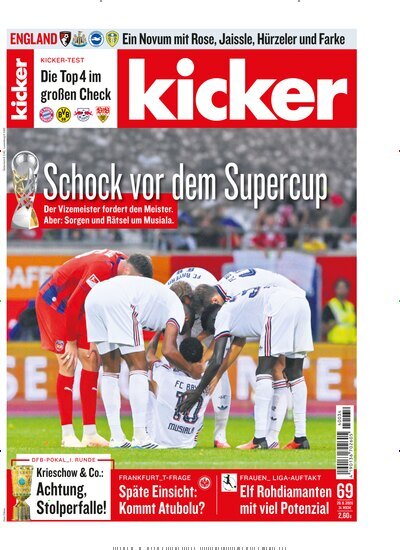 Titelbild der Ausgabe 69/2026 von kicker. Diese Zeitschrift und viele weitere Sportmagazine als Abo oder epaper bei United Kiosk online kaufen.