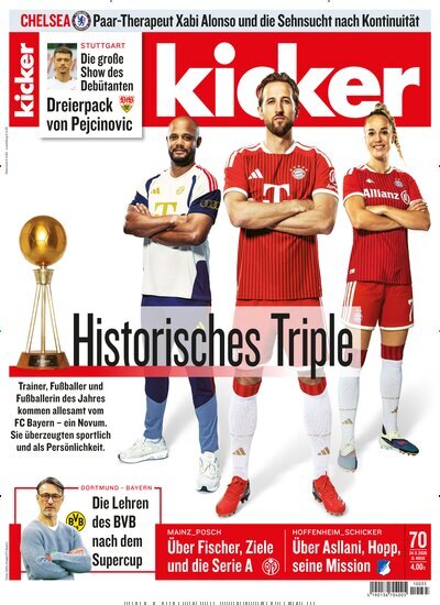 Titelbild der Ausgabe 70/2026 von kicker. Diese Zeitschrift und viele weitere Sportmagazine als Abo oder epaper bei United Kiosk online kaufen.