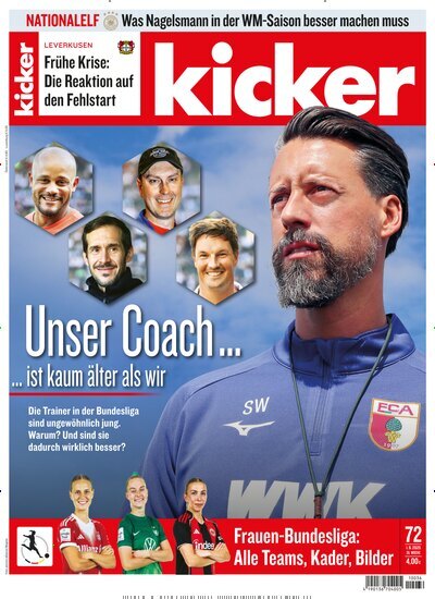 Titelbild der Ausgabe 72/2025 von kicker. Diese Zeitschrift und viele weitere Sportmagazine als Abo oder epaper bei United Kiosk online kaufen.