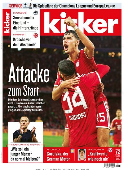 Titelbild der Ausgabe 72/2026 von kicker. Diese Zeitschrift und viele weitere Sportmagazine als Abo oder epaper bei United Kiosk online kaufen.