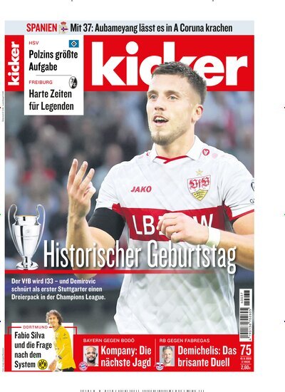 Titelbild der Ausgabe 75/2026 von kicker. Diese Zeitschrift und viele weitere Sportmagazine als Abo oder epaper bei United Kiosk online kaufen.