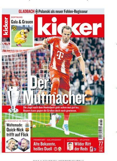 Titelbild der Ausgabe 77/2025 von kicker. Diese Zeitschrift und viele weitere Sportmagazine als Abo oder epaper bei United Kiosk online kaufen.