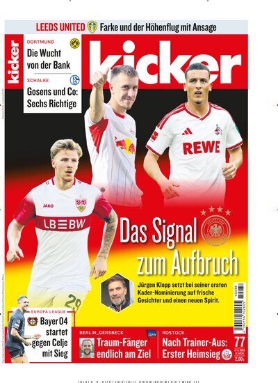 Titelbild der Ausgabe 77/2026 von kicker. Diese Zeitschrift und viele weitere Sportmagazine als Abo oder epaper bei United Kiosk online kaufen.