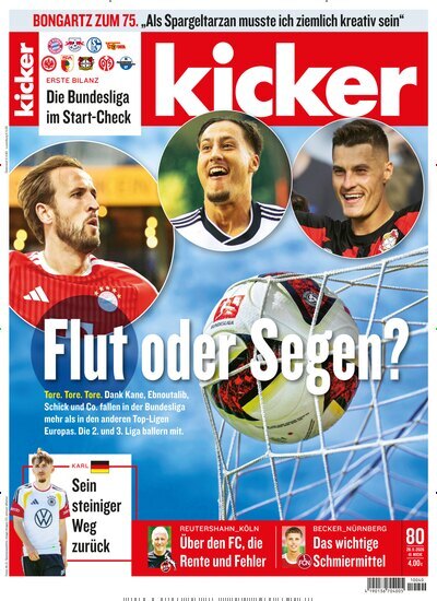 Titelbild der Ausgabe 80/2026 von kicker. Diese Zeitschrift und viele weitere Sportmagazine als Abo oder epaper bei United Kiosk online kaufen.