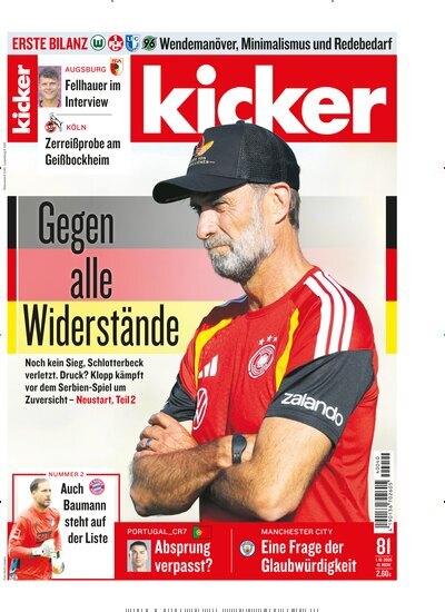 Titelbild der Ausgabe 81/2026 von kicker. Diese Zeitschrift und viele weitere Sportmagazine als Abo oder epaper bei United Kiosk online kaufen.
