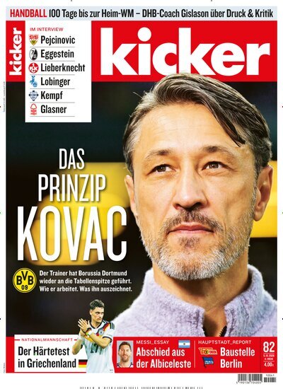 Titelbild der Ausgabe 82/2026 von kicker. Diese Zeitschrift und viele weitere Sportmagazine als Abo oder epaper bei United Kiosk online kaufen.