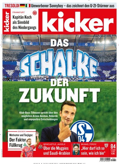 Titelbild der Ausgabe 84/2026 von kicker. Diese Zeitschrift und viele weitere Sportmagazine als Abo oder epaper bei United Kiosk online kaufen.