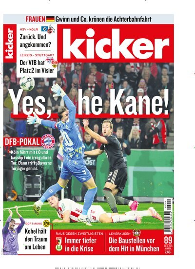 Titelbild der Ausgabe 89/2025 von kicker. Diese Zeitschrift und viele weitere Sportmagazine als Abo oder epaper bei United Kiosk online kaufen.