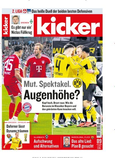 Titelbild der Ausgabe 89/2026 von kicker. Diese Zeitschrift und viele weitere Sportmagazine als Abo oder epaper bei United Kiosk online kaufen.