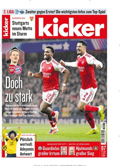 Titelbild der Ausgabe 97/2025 von kicker. Diese Zeitschrift und viele weitere Sportmagazine als Abo oder epaper bei United Kiosk online kaufen.
