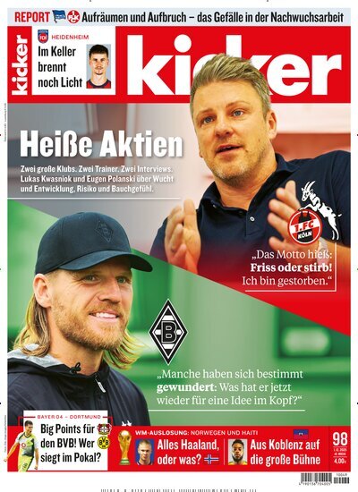 Titelbild der Ausgabe 98/2025 von kicker. Diese Zeitschrift und viele weitere Sportmagazine als Abo oder epaper bei United Kiosk online kaufen.