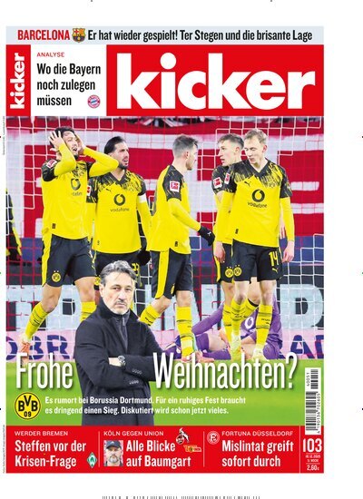 Titelbild der Ausgabe 103/2025 von kicker. Diese Zeitschrift und viele weitere Sportmagazine als Abo oder epaper bei United Kiosk online kaufen.