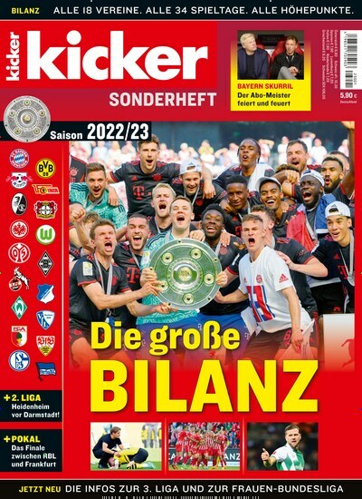 Titelbild der Ausgabe 2/2023 von Kicker Sonderheft Bundesliga. Diese Zeitschrift und viele weitere Sportmagazine als Abo oder epaper bei United Kiosk online kaufen.