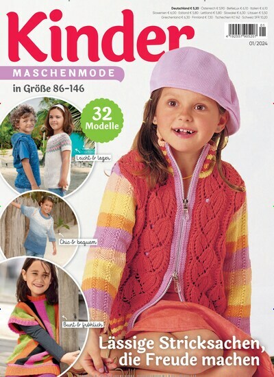 Titelbild der Ausgabe 1/2024 von Kinder Maschenmode. Diese Zeitschrift und viele weitere Modemagazine und DIY-Magazine als Abo oder epaper bei United Kiosk online kaufen.
